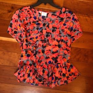 Anthropologie HD in Paris Polka Dot Peplum Blouse